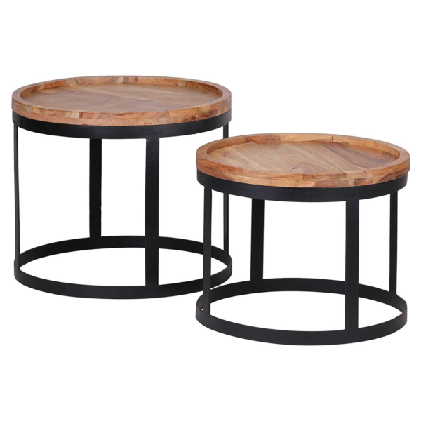 Sæt Med 2 Borde I Fsc?-certificeret Træ Håndlavet