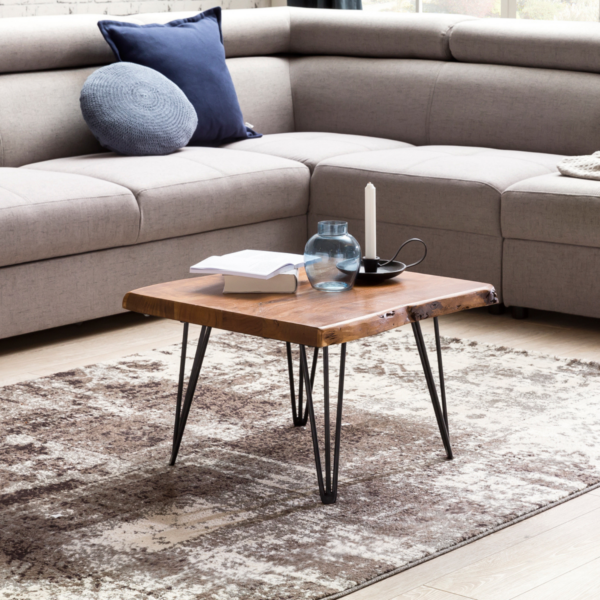 Sofabord I Sheeshamtræ Med Metalben 56x38x51 Cm