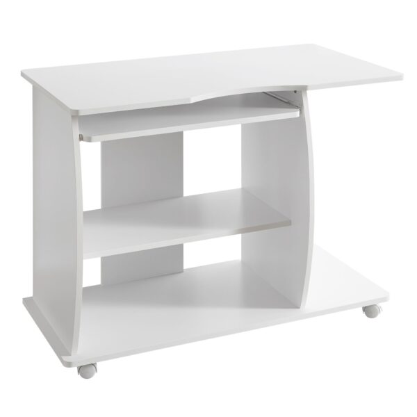 Computer Skrivebord Med Hjul Og Tastaturskuffe 90x71x50 Cm Hvid