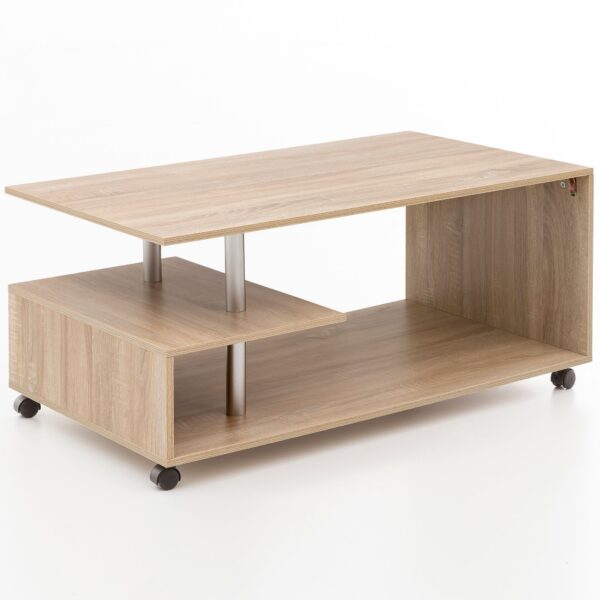 Sofabord Med Hjul 105 X 485 X 60 Cm Naturfarvet
