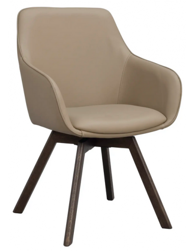 Alison 2 X Spisebordsstole Med Drejefod I Læder H88 Cm - Brunbeige