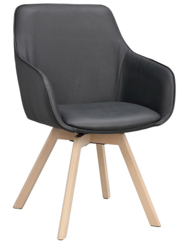 Alison 2 X Spisebordsstole Med Drejefod I Læder H88 Cm - White Washsort