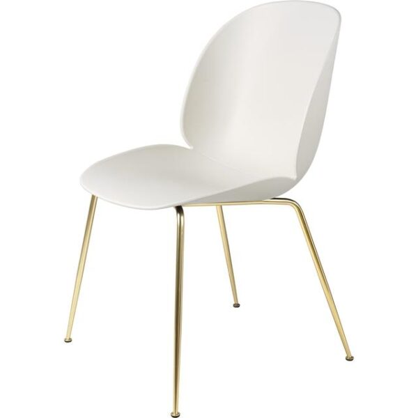 Gubi Beetle Spisebordsstol Conic Base Messing Semi Matalabaster Hvid