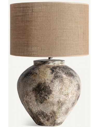 Bordlampe I Terracotta Og Jute H73 Cm - Rustik Gråbrunnatur