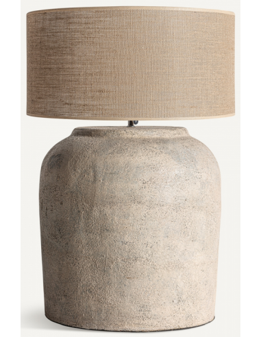 Bordlampe I Terracotta Og Jute H80 Cm - Rustik Gråbrunnatur