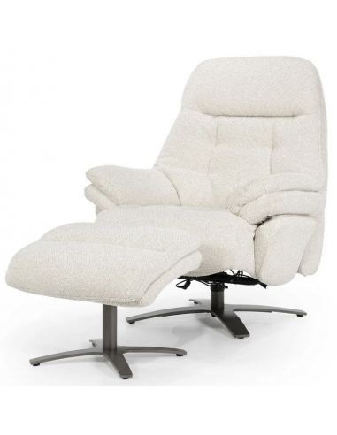 Caleb Rot?rbar Lænestol Med Puf I Polyester - Mørkegråbeige