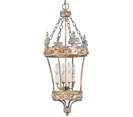 Crown Lysekrone ø33 Cm 4 X E14 - Antik Sølvantik Guld
