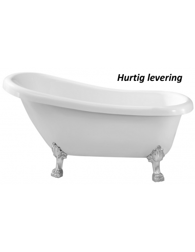 Fritstående Badekar På Løvefødder I Akryl 150 X 79 Cm - Kromblank Hvid
