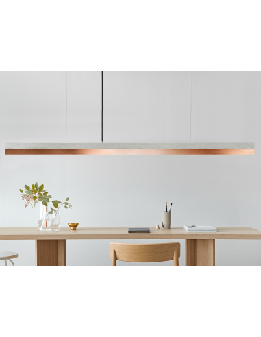 Langbordspendel I Beton Og Kobber 182 Cm 25w Led - Lys Betonkobber