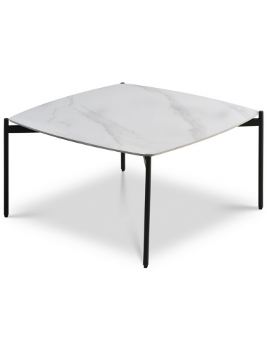 Malt Sofabord I Metal Og Keramik H50 X B80 X D80 Cm - Sortmarmoriseret Hvid