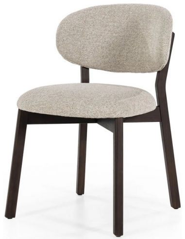 Mikky Spisebordsstol I Egetræ Og Polyester H79 Cm - Mørkebruntaupe