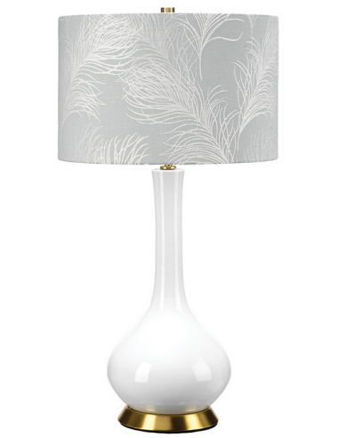 Milo Bordlampe I Keramik Og Polyester H69 Cm 1 X E27 - Antik Messinghvidgråblå