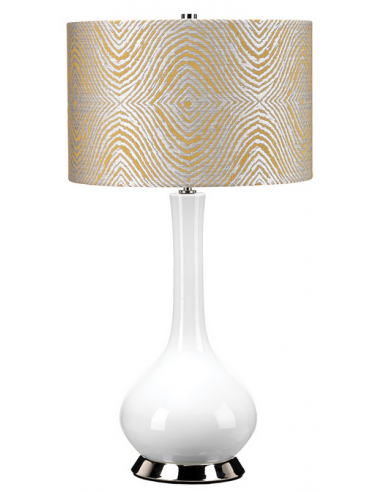 Milo Bordlampe I Keramik Og Polyester H69 Cm 1 X E27 - Poleret Nikkelhvidgul