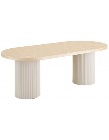 Ovalt Spisebord I Mdf Og Askfin?r 220 X 100 Cm - Sandnatur