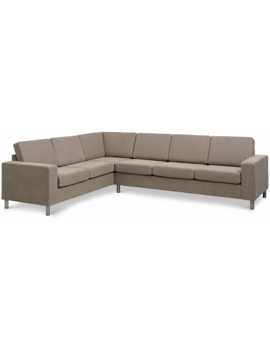 Panset Hjørnesofa I Polyester B295 X D230 Cm - Børstet Alugrålysebrun