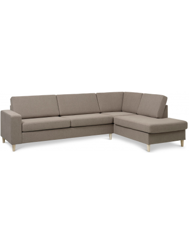 Panset Højrevendt Chaiselongsofa I Polyester B279 X D197 Cm - Naturlysebrun