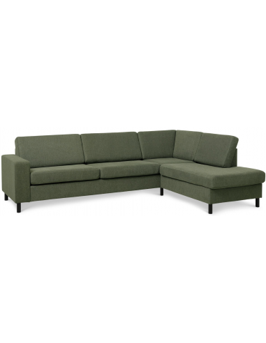 Panset Højrevendt Chaiselongsofa I Polyester B279 X D197 Cm - Sortmosgrøn