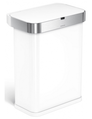 Pedalspand Med Sensor Og Stemmestyring I Rustfri Stål 58 Liter H63 X B47 X D33 Cm - Hvidbørstet Stål