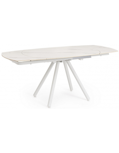 Raita Spisebord Med Dreje Udtræk I Stål Og Porcelæn 119 - 178 X 894 Cm - Hvidhvid Marmoriseret