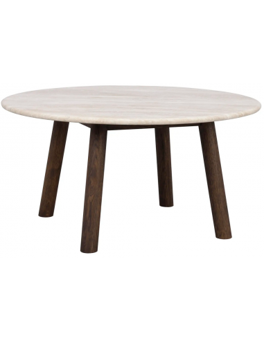 Rowico Taransay Rundt Sofabord I Egetræ Og Travertin H45 X ø90 Cm - Bruntravertin