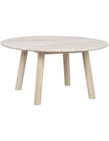 Rowico Taransay Rundt Sofabord I Egetræ Og Travertin H45 X ø90 Cm - White Washtravertin