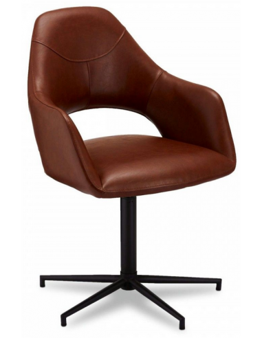 saet-med-2-x-spisebordsstole-med-armlaen-og-drejefod-i-metal-og-pu-laeder-h89-cm-sortlysebrun