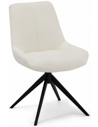 Sæt Med 2 X Spisebordsstole Med Drejefod I Metal Og Boucl? H87 Cm - Sortcremehvid
