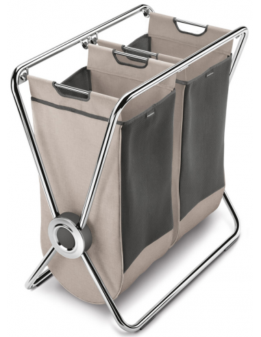 Simplehuman X-frame Dobbelt Vasketøjskurv I Stål Og Genanvendt Polyester H75 X B727 X D418 Cm - Kromgråbeige