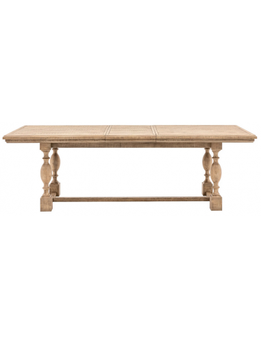 Spisebord Med Udtræk I Fyrretræ Og Fin?r H75 X B200 - 250 X D100 Cm - Rustik Natur