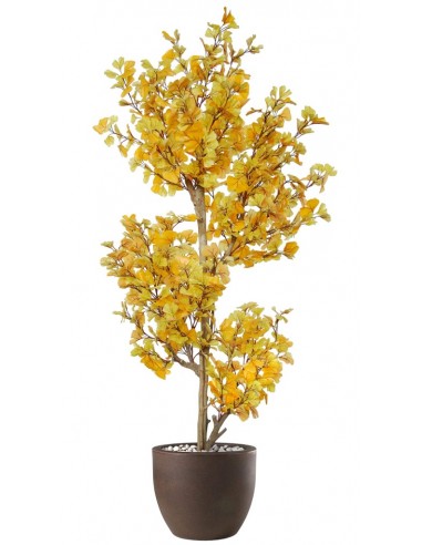 Stort Kunstigt Gingko Multistep Træ Med Potte H180 Cm - Gyldent