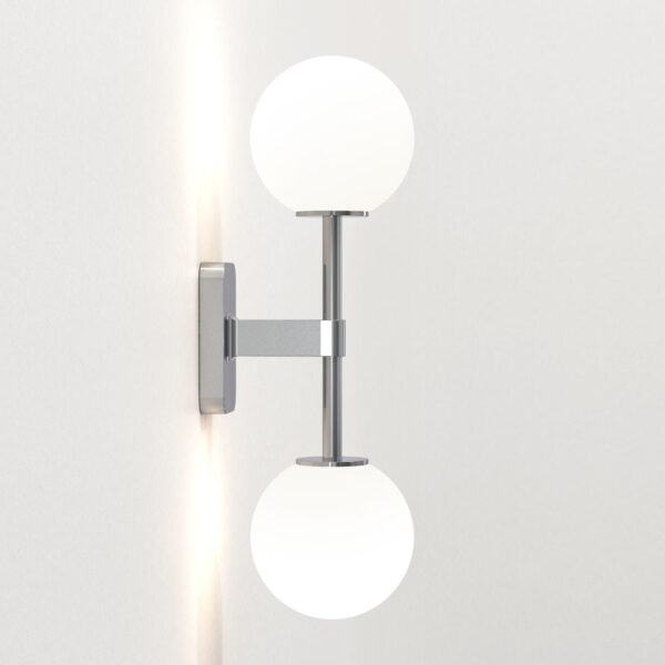 Tacoma Twin Væglampe Fra Astro Lighting - Poleret Krom  Rund  Hvid