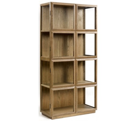 Vitrineskab I Egetræ Og Glas H205 Cm - Børstet Eg