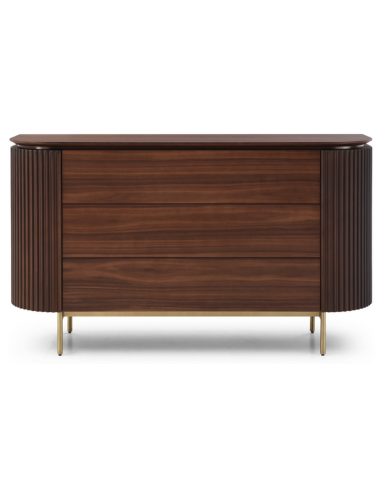 Lantine Kommode I Metal Og Valnøddefin?r B140 Cm - Valnødmessing