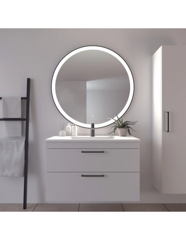 Libra Rundt Spejl Med Lys ø100 Cm 20w Led - Sort