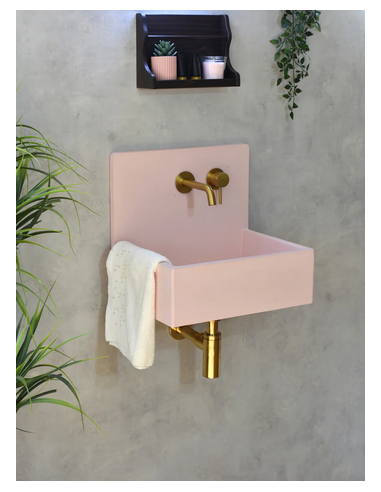 Mia Vægmonteret 3-huller Håndvask I Beton Mbeslag B436 Cm - Pink