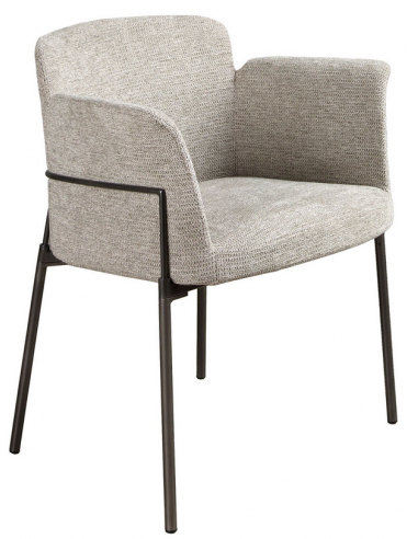 Spisebordsstol Med Armlæn I Stål Og Polyester H77 Cm - Mat Sortgrå