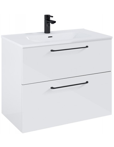 Wilma Komplet Badmiljø I Mdf Og Keramik H635 X B80 Cm - Blank Hvidsort