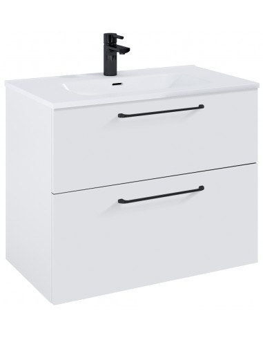 Wilma Komplet Badmiljø I Mdf Og Keramik H635 X B80 Cm - Mat Hvidsort