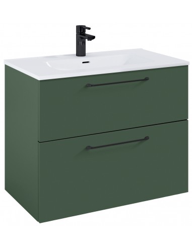 Wilma Komplet Badmiljø I Mdf Og Keramik H635 X B80 Cm - Mat Skovgrønsort