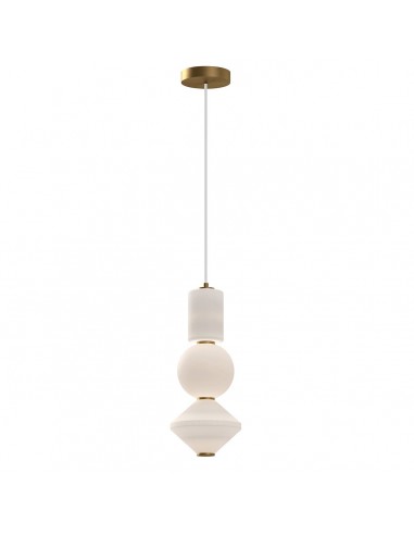 Bijou Loftlampe I Stål Og Opalglas ø198 Cm 20w Led - Aldret Guldmat Opalhvid