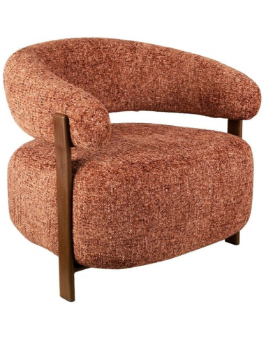 Grace Loungestol I Træ Og Chenille H70 Cm - Valnøddebrunkobberrød