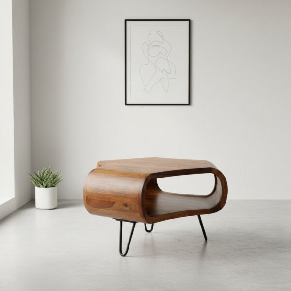 Håndlavet Sofabord I Organiske Former Massivt Træ 55x38x55 Cm Brun