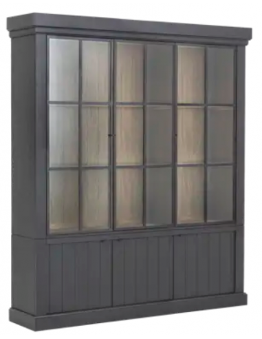 Flamant Jason Vitrineskab I Egetræ Med Lys H222 X B192 X D44 Cm - Sortnatur