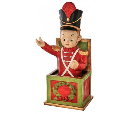 Soldat I Boks I Polyresin H89 Cm - Antik Rødantik Grøn